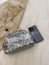 Small Square Bag Sequin & Rhinestone Decor Glamorous