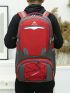 Two Tone Travel Backpack Letter Graphic Drawstring Detail Waterproof For Outdoor Camping Bag