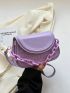 Mini Flap Square Bag Embossed Detail Chain Strap Purple