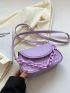 Mini Flap Square Bag Embossed Detail Chain Strap Purple