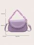 Mini Flap Square Bag Embossed Detail Chain Strap Purple