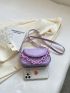 Mini Flap Square Bag Embossed Detail Chain Strap Purple