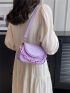 Mini Flap Square Bag Embossed Detail Chain Strap Purple