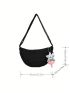 Medium Crossbody Bag Solid Color Ruched Design With Bag Charm