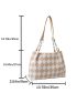 Medium Shoulder Tote Bag Argyle Pattern Double Handle