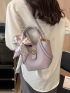 Small Bucket Bag Double Handle Twilly Scarf Decor
