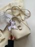 Small Bucket Bag Double Handle Twilly Scarf Decor