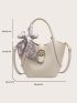 Small Bucket Bag Double Handle Twilly Scarf Decor