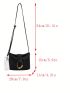 Mini Bucket Bag Solid Color Metal Decor