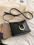 Mini Bucket Bag Solid Color Metal Decor