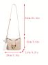 Mini Bucket Bag Solid Color Metal Decor