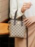 2023 New Mini Bucket Bag Geometric Pattern Double Handle, Versatile Bucket Bag Printed Large Capacity Shoulder Bag Crossbody Bag Mobile Bag Women's Bag