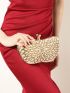 Small Box Bag Faux Pearl & Rhinestone Decor Chain Strap