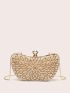 Small Box Bag Faux Pearl & Rhinestone Decor Chain Strap