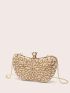 Small Box Bag Faux Pearl & Rhinestone Decor Chain Strap