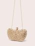 Small Box Bag Faux Pearl & Rhinestone Decor Chain Strap