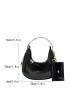 Crocodile Embossed Hobo Bag Black Fashionable With Coin Purse For Daily