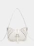 Small Shoulder Bag Crocodile Embossed Studded Decor