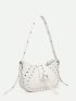 Small Shoulder Bag Crocodile Embossed Studded Decor