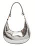 Small Hobo Bag Crocodile Embossed Metallic