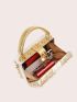 Mini Box Bag Flower Decor Twist Lock