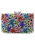 Mini Box Bag Colorblock Flower Shaped Rhinestone Decor Chain Strap