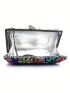 Mini Box Bag Colorblock Flower Shaped Rhinestone Decor Chain Strap