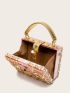 Mini Box Bag Flower Decor Twist Lock