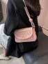 Small Shoulder Bag Geometric Embossed Cute Style