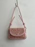 Small Shoulder Bag Geometric Embossed Cute Style