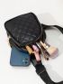 Mini Sling Bag Quilted Solid Color Double Layer Crossbody Bag