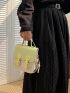 Mini Messenger Bag Buckle Decor Colorblock Top Handle