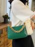 Small Shoulder Bag Crocodile Embossed Chain Decor