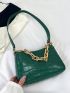 Small Shoulder Bag Crocodile Embossed Chain Decor