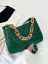 Small Shoulder Bag Crocodile Embossed Chain Decor