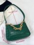 Small Shoulder Bag Crocodile Embossed Chain Decor