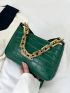 Small Shoulder Bag Crocodile Embossed Chain Decor