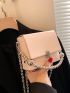 Mini Square Bag Flap Beaded Chain Decor