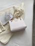 Small Square Bag Colorblock Chain Strap Button Decor