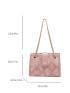 PU Square Bag Plaid Pattern Chain Pink