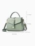 Litchi Embossed Square Bag Green Buckle Decor Top Handle For Work