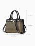 Medium Square Bag Stripped Pattern Double Handle For Daily