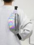 2pcs Medium Fanny Pack Holographic Adjustable Strap For Daily