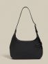 Medium Hobo Bag Black Metal Decor Top Handle For Daily