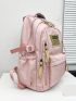 Letter Patch Classic Backpack Pocket Front Adjustable Strap For School