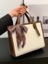 Medium Square Bag Colorblock Crocodile Embossed Twilly Scarf Decor For Work