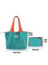 Letter Patch Shopper Bag Colorblock Double Handle Foldable For Daily