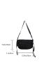 Medium Square Bag Black Pocket Front Adjustable Strap For Daily