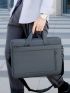 Gray Minimalist Classic Briefcase Portable Double Handle Large Capacity For Business