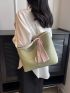 Medium Square Bag Stitch Detail Twilly Scarf Decor Double Handle For Daily